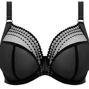 NWT Elomi Matilda Plunge Underwire Lace Bra With J-Hook Black Size 34K
